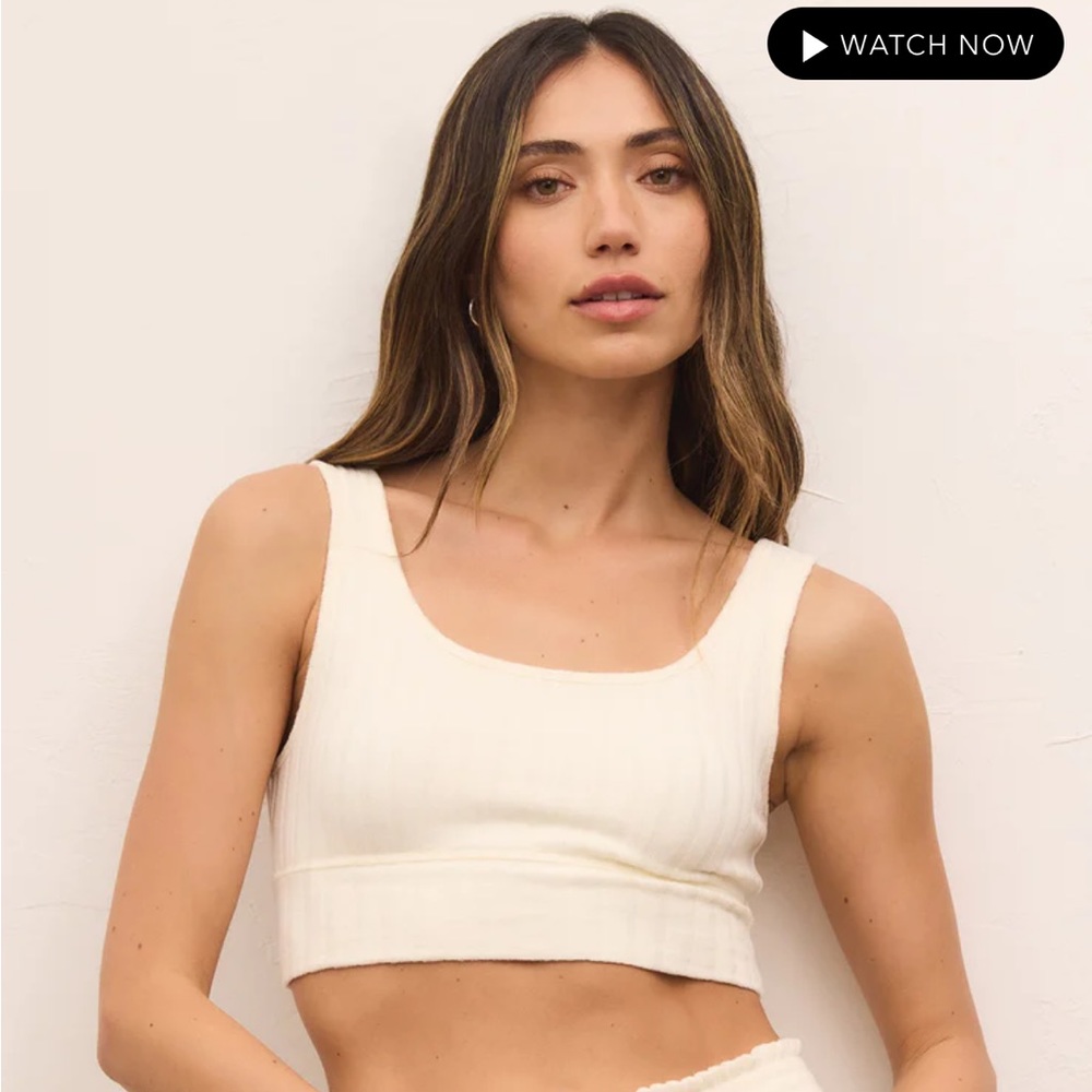 Z Supply ZOE SILKY RIB TANK BRA NWT XS Bone